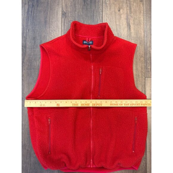 Vintage Lands End Mens Red Fleece Vest XL USA Deep Pile Full-Zip Pockets - Picture 4 of 5
